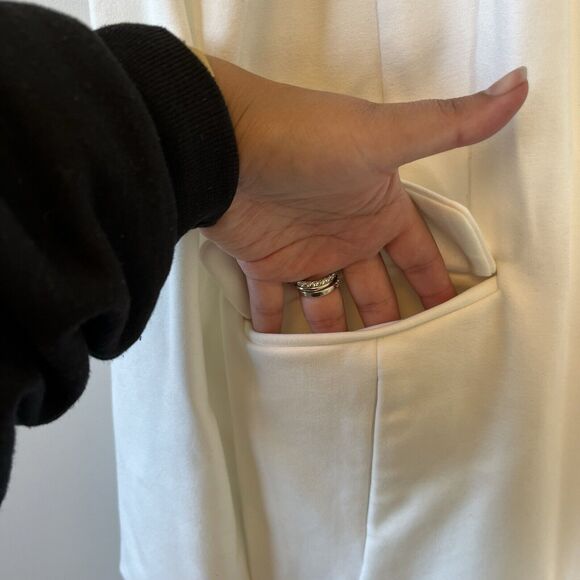 On 34th White Blazer Longline Stretch Knit One Button Unlined Size Large - Picture 12 of 13